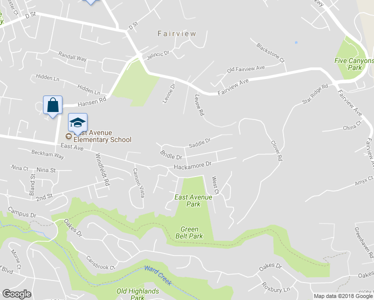 map of restaurants, bars, coffee shops, grocery stores, and more near 25552 Spur Drive in Hayward