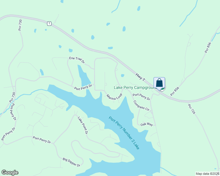 map of restaurants, bars, coffee shops, grocery stores, and more near 2114 Sheltered Way in Perryville