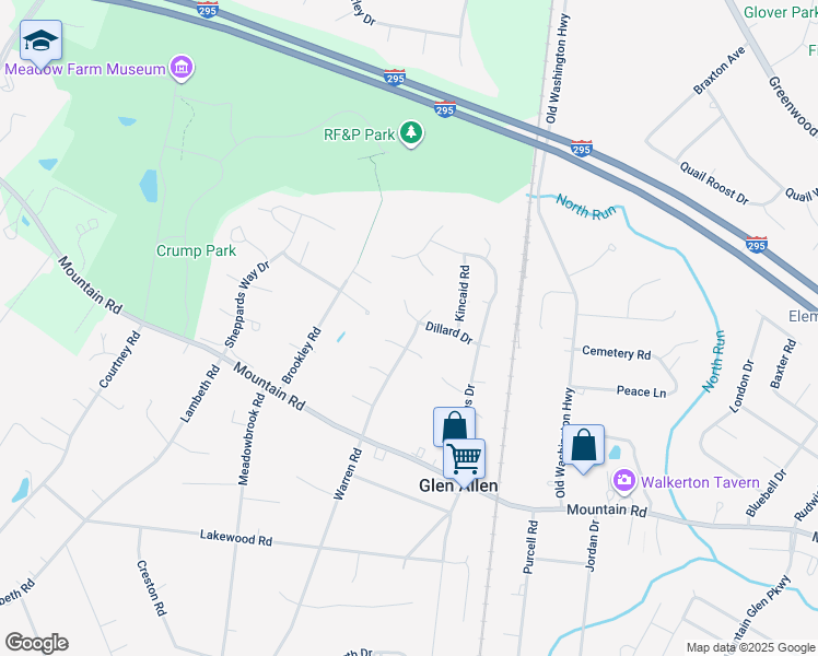 map of restaurants, bars, coffee shops, grocery stores, and more near 3101 Dillard Court in Glen Allen