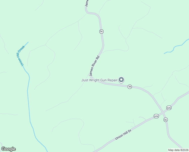 map of restaurants, bars, coffee shops, grocery stores, and more near 3388 James River Road in Wingina