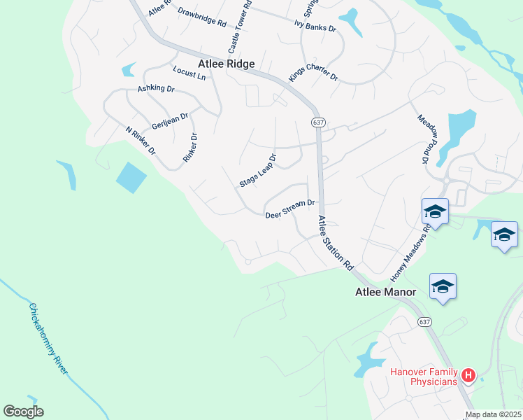 map of restaurants, bars, coffee shops, grocery stores, and more near 9374 Summer Oak Drive in Mechanicsville