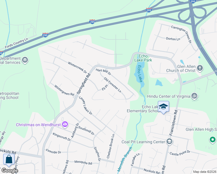 map of restaurants, bars, coffee shops, grocery stores, and more near 8900 Eli Place in Glen Allen