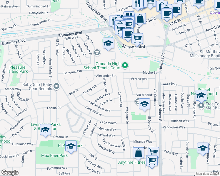 map of restaurants, bars, coffee shops, grocery stores, and more near 851 Carmel Avenue in Livermore