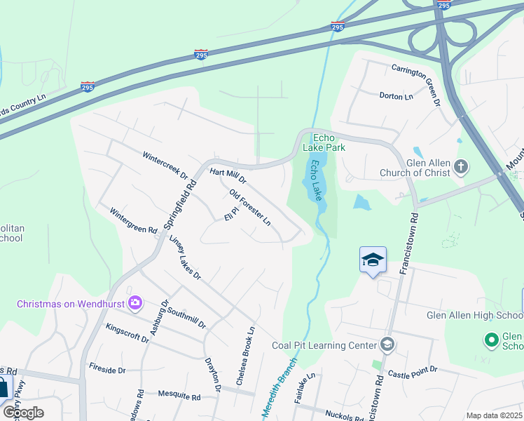 map of restaurants, bars, coffee shops, grocery stores, and more near 5132 Old Forester Lane in Glen Allen