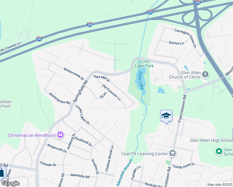 map of restaurants, bars, coffee shops, grocery stores, and more near 5132 Old Forester Lane in Glen Allen