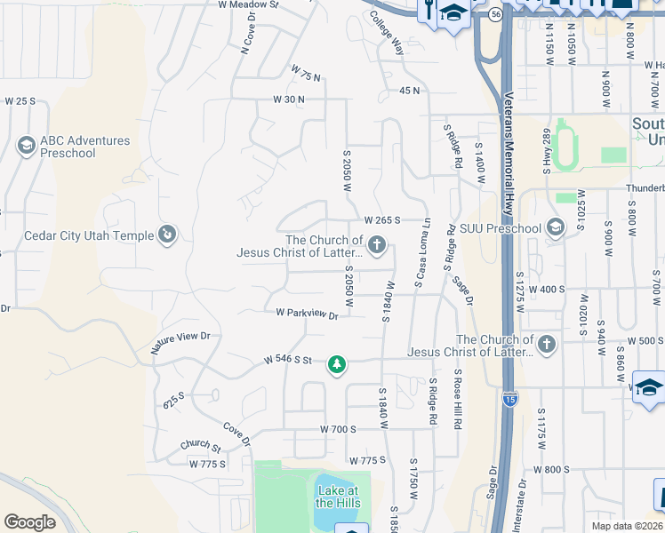 map of restaurants, bars, coffee shops, grocery stores, and more near 2112 370 South in Cedar City