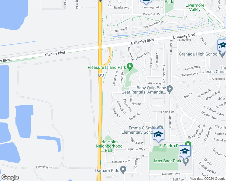map of restaurants, bars, coffee shops, grocery stores, and more near 120 Amber Way in Livermore