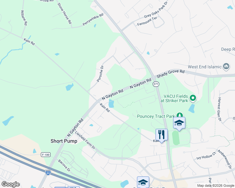 map of restaurants, bars, coffee shops, grocery stores, and more near 4784 Minor Road in Glen Allen