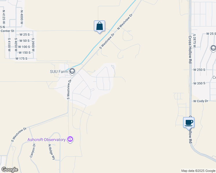 map of restaurants, bars, coffee shops, grocery stores, and more near 356 South 3425 West in Cedar City