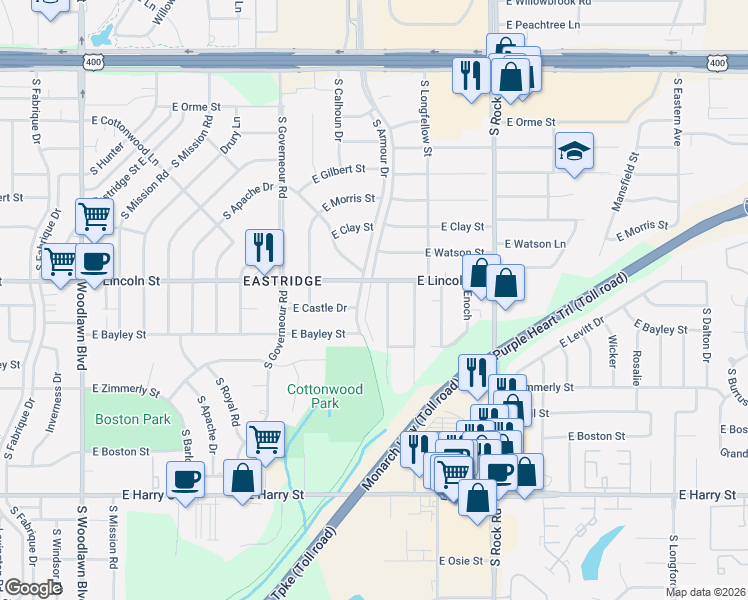 map of restaurants, bars, coffee shops, grocery stores, and more near 922 SouthTowne East Mall Drive in Wichita