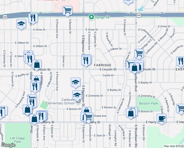 map of restaurants, bars, coffee shops, grocery stores, and more near 931 South Christine Avenue in Wichita