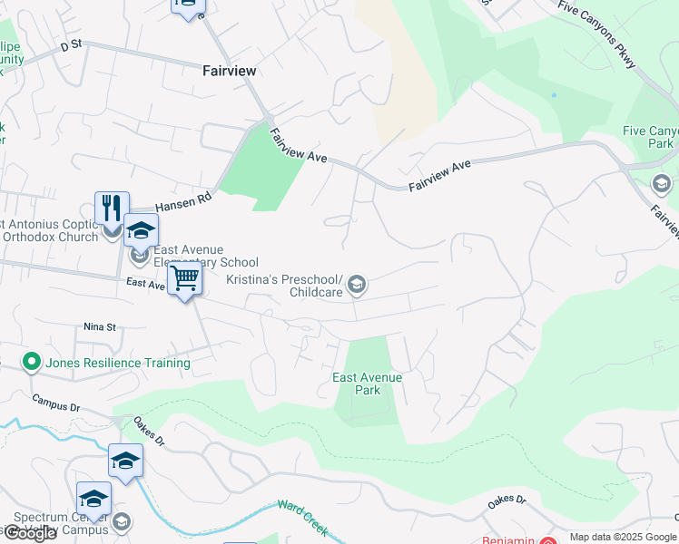 map of restaurants, bars, coffee shops, grocery stores, and more near 3246 Saddle Drive in Hayward