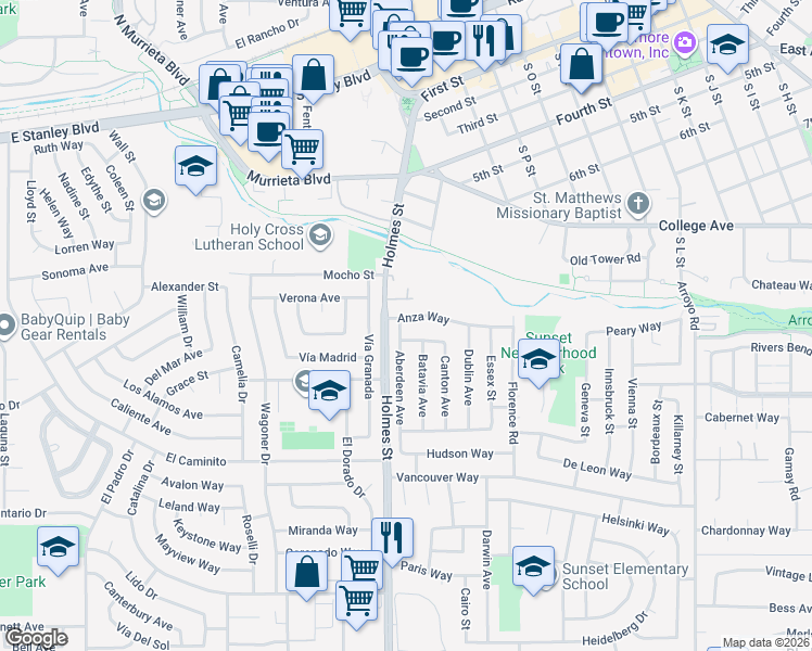 map of restaurants, bars, coffee shops, grocery stores, and more near 1314 Balboa Way in Livermore
