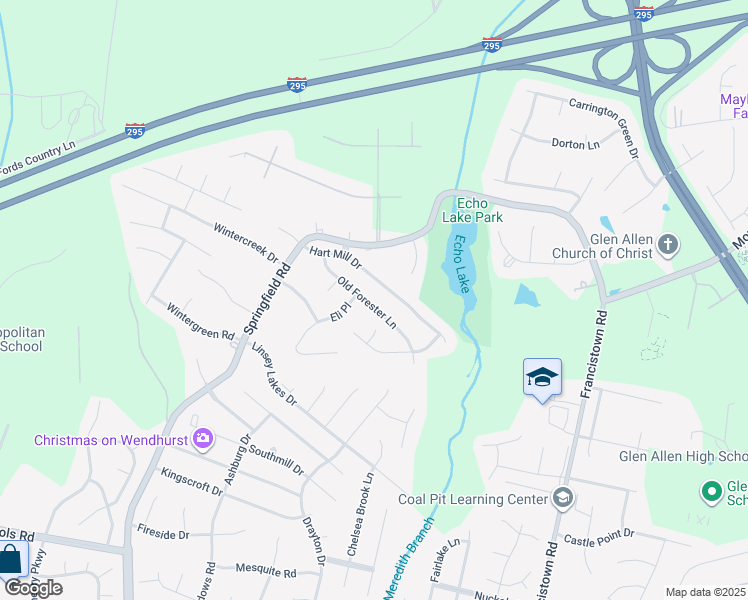 map of restaurants, bars, coffee shops, grocery stores, and more near 5140 Old Forester Lane in Glen Allen