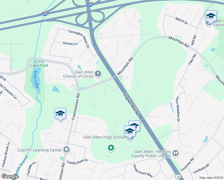 map of restaurants, bars, coffee shops, grocery stores, and more near 9213 Pornello Lane in Glen Allen