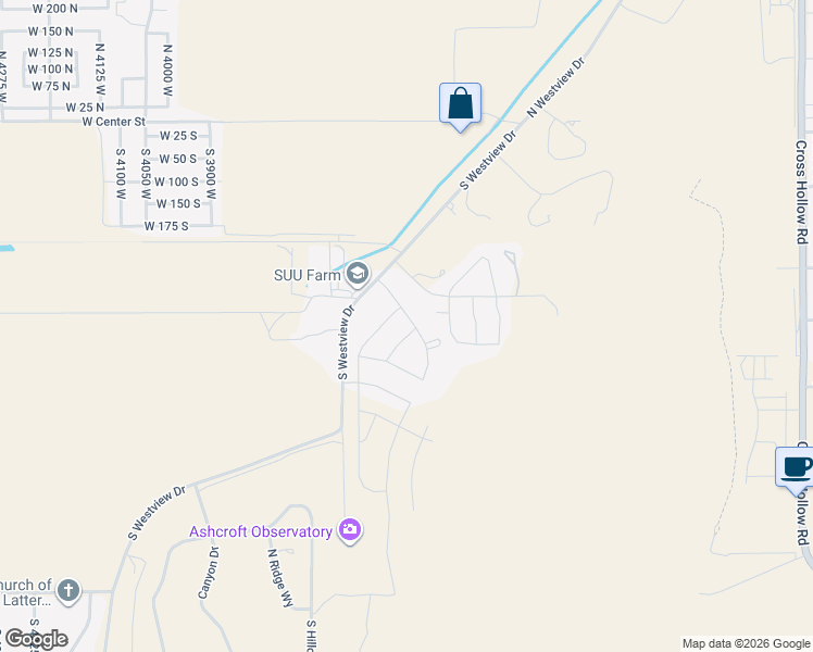 map of restaurants, bars, coffee shops, grocery stores, and more near 330 South Sherratt Drive in Cedar City