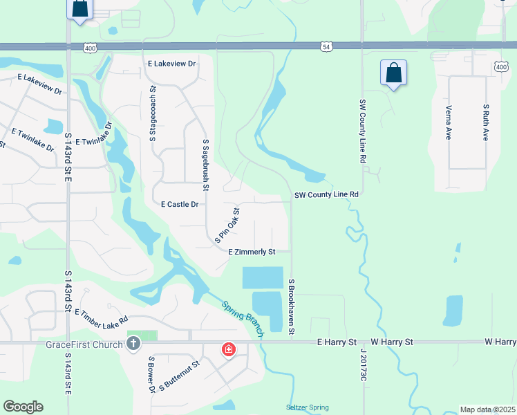map of restaurants, bars, coffee shops, grocery stores, and more near 1300 South Ridgehurst Circle in Wichita