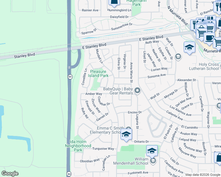 map of restaurants, bars, coffee shops, grocery stores, and more near 535 Murdell Lane in Livermore