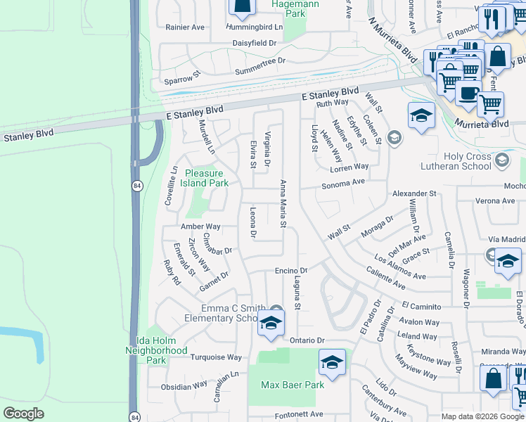 map of restaurants, bars, coffee shops, grocery stores, and more near 349 Ann Court in Livermore