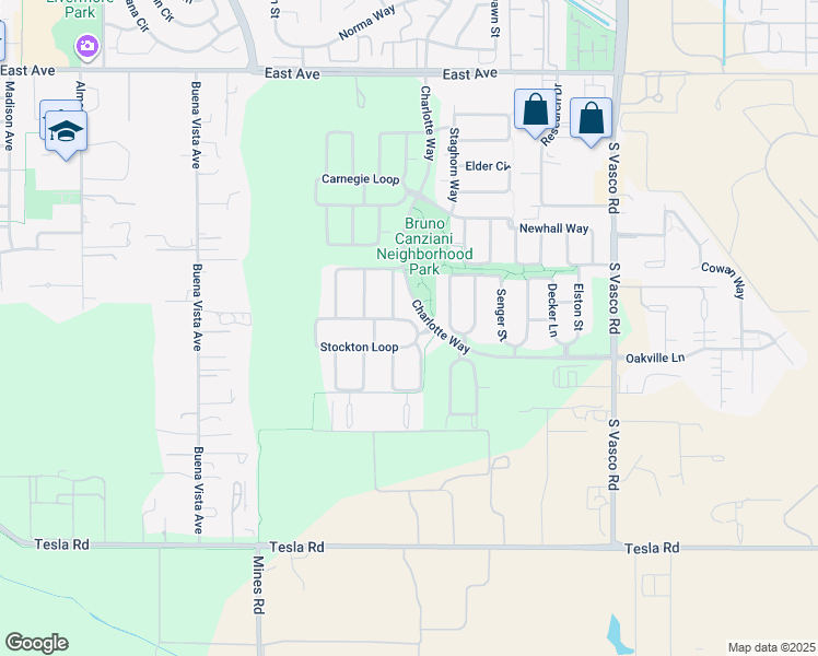 map of restaurants, bars, coffee shops, grocery stores, and more near 5408 Stockton Loop in Livermore