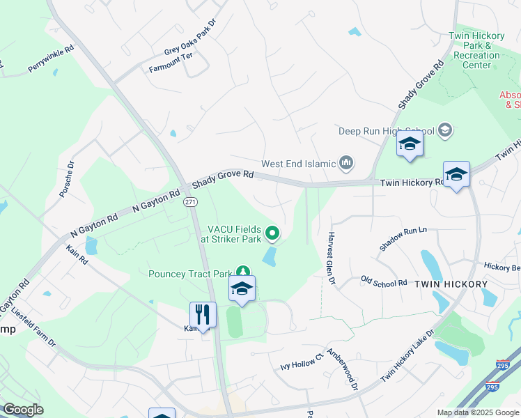 map of restaurants, bars, coffee shops, grocery stores, and more near 12013 Turnberry Park Lane in Glen Allen