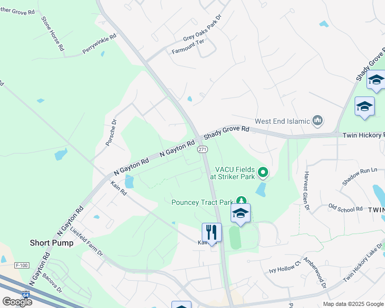map of restaurants, bars, coffee shops, grocery stores, and more near 14399 North Gayton Road in Henrico County