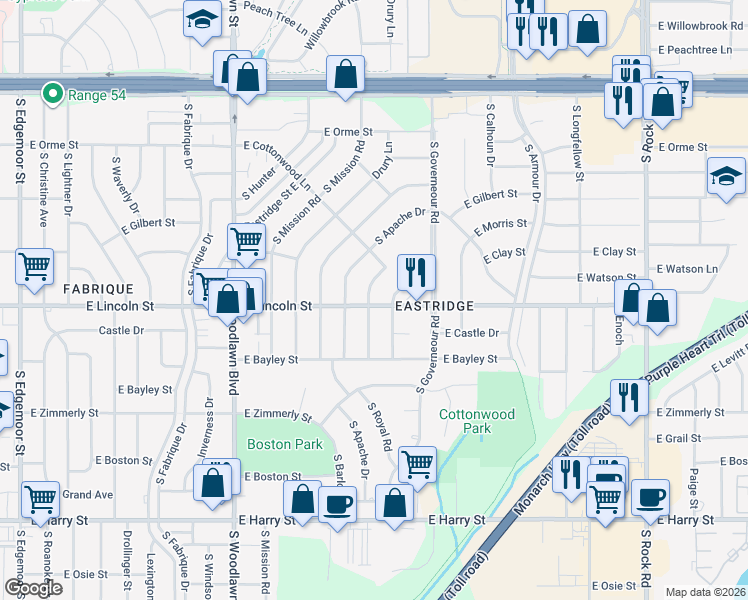 map of restaurants, bars, coffee shops, grocery stores, and more near 861 San Pablo Street in Wichita
