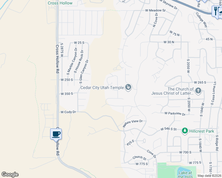map of restaurants, bars, coffee shops, grocery stores, and more near 2525 West in Cedar City