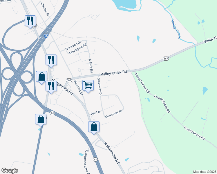 map of restaurants, bars, coffee shops, grocery stores, and more near 118 Front 9 Drive in Elizabethtown