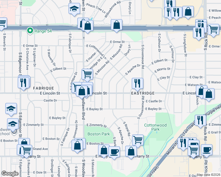map of restaurants, bars, coffee shops, grocery stores, and more near 826 South Barlow Street in Wichita