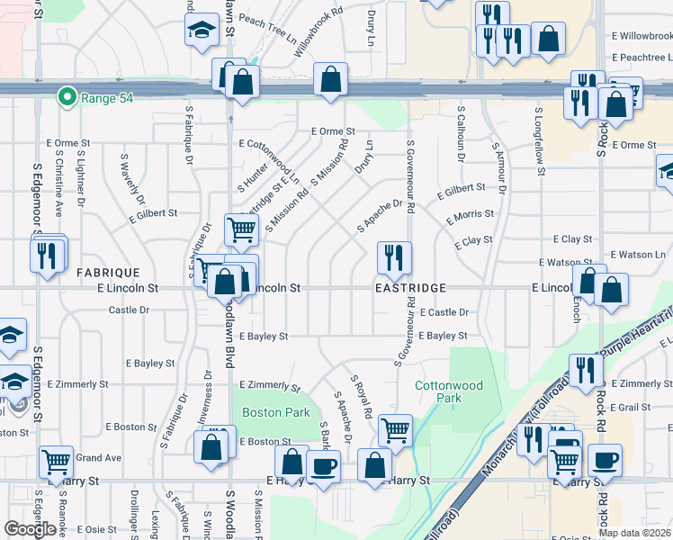 map of restaurants, bars, coffee shops, grocery stores, and more near in Wichita