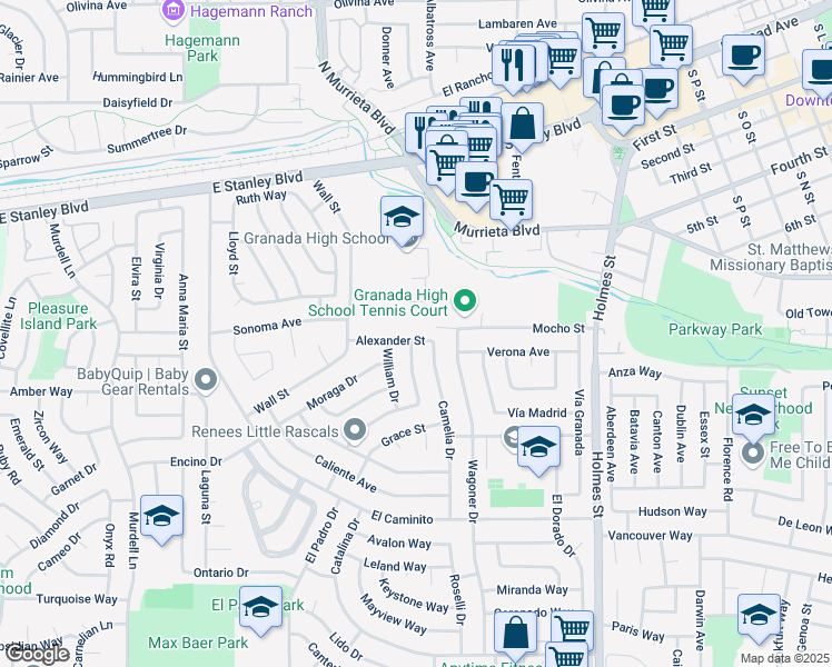 map of restaurants, bars, coffee shops, grocery stores, and more near 830 Alexander Street in Livermore
