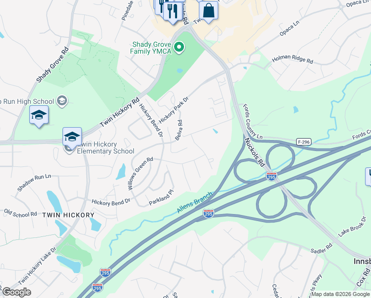 map of restaurants, bars, coffee shops, grocery stores, and more near 908 Belva Lane in Glen Allen