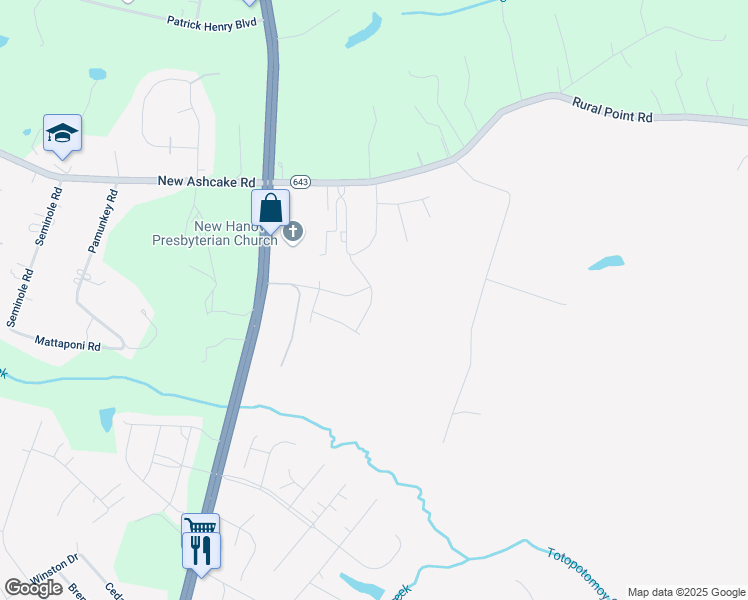map of restaurants, bars, coffee shops, grocery stores, and more near 10058 Chamberlayne Road in Mechanicsville