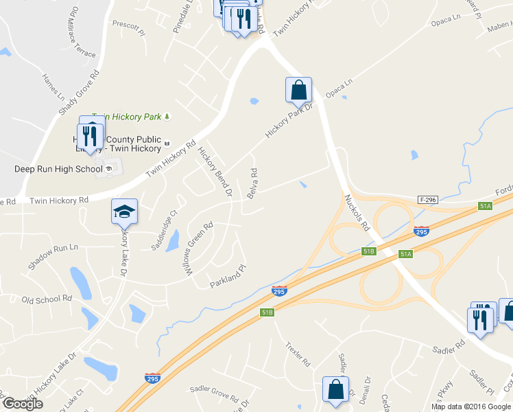 map of restaurants, bars, coffee shops, grocery stores, and more near 909 Belva Lane in Glen Allen