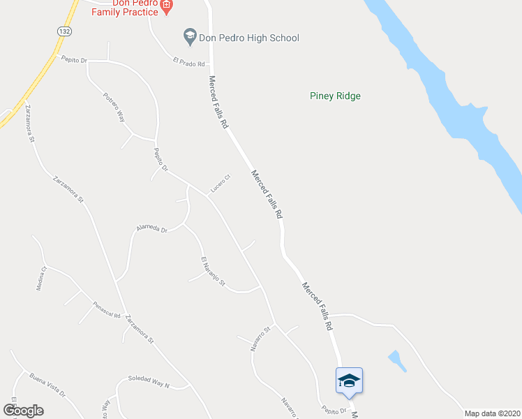 map of restaurants, bars, coffee shops, grocery stores, and more near 2694 Merced Falls Road in La Grange