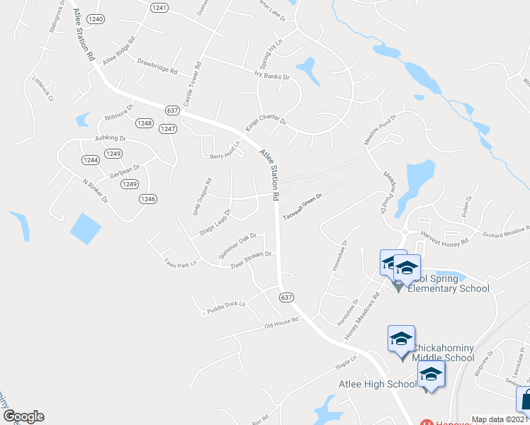 map of restaurants, bars, coffee shops, grocery stores, and more near 10228 Still Creek Lane in Mechanicsville