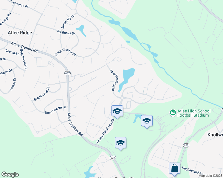 map of restaurants, bars, coffee shops, grocery stores, and more near 10004 Meadow Pond Drive in Mechanicsville