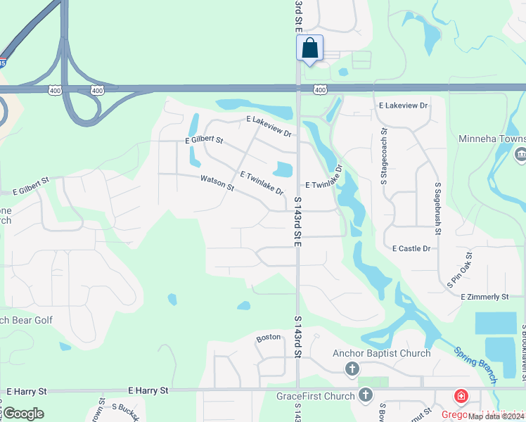 map of restaurants, bars, coffee shops, grocery stores, and more near 14206 Laguna in Wichita