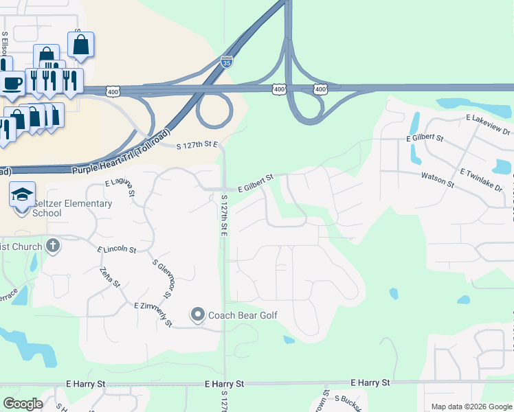 map of restaurants, bars, coffee shops, grocery stores, and more near 767 Peckham Court in Wichita