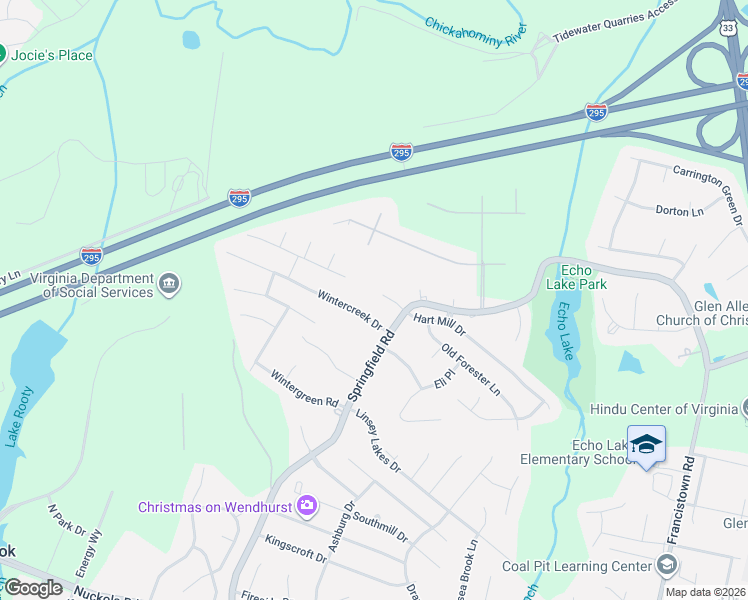 map of restaurants, bars, coffee shops, grocery stores, and more near 5601 Warnerwood Court in Glen Allen
