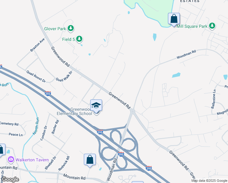 map of restaurants, bars, coffee shops, grocery stores, and more near 10961 Greenwood Road in Glen Allen