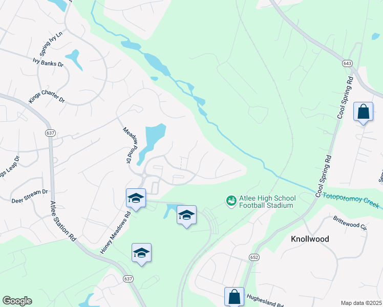 map of restaurants, bars, coffee shops, grocery stores, and more near 10030 Pollen Drive in Mechanicsville