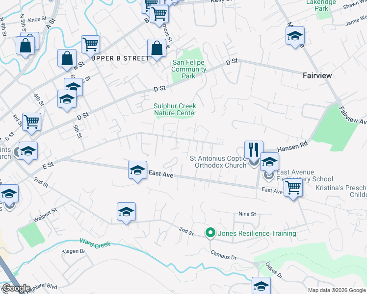 map of restaurants, bars, coffee shops, grocery stores, and more near 25257 Sabeen Place in Hayward