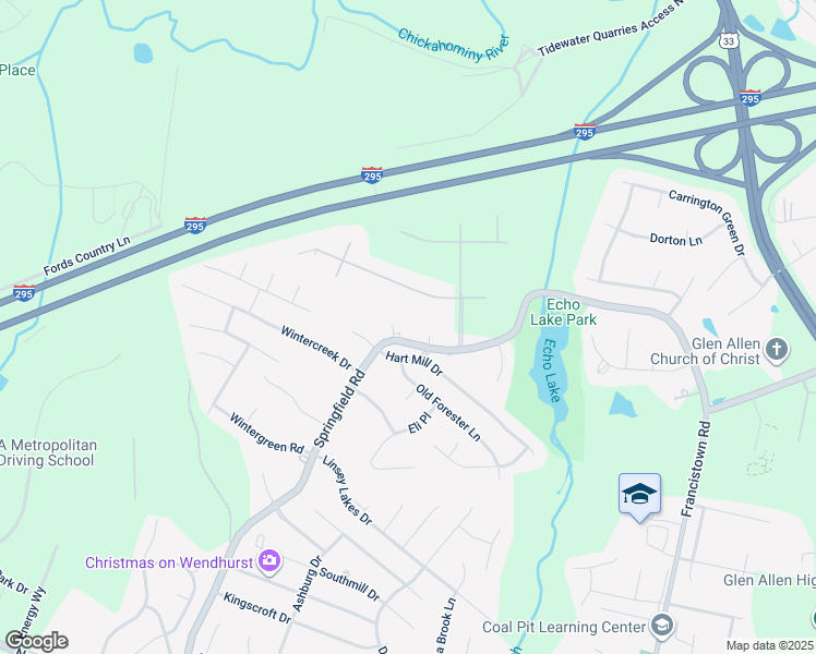 map of restaurants, bars, coffee shops, grocery stores, and more near 5352 Springfield Road in Glen Allen