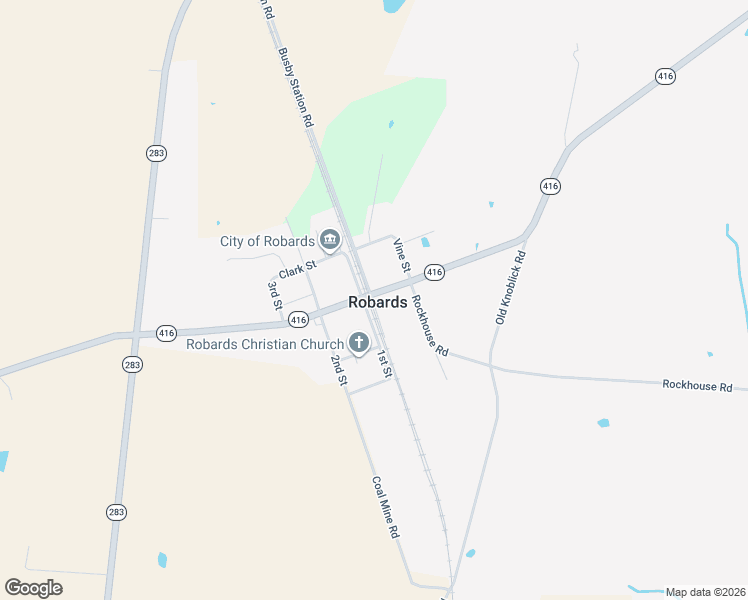 map of restaurants, bars, coffee shops, grocery stores, and more near 1200 East Railroad Street in Robards