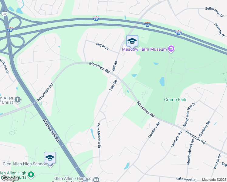 map of restaurants, bars, coffee shops, grocery stores, and more near 10971 Tiller Road in Glen Allen