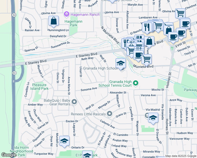 map of restaurants, bars, coffee shops, grocery stores, and more near 656 Lorren Way in Livermore
