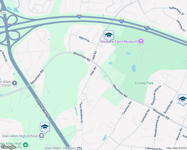 map of restaurants, bars, coffee shops, grocery stores, and more near 10971 Tiller Road in Glen Allen
