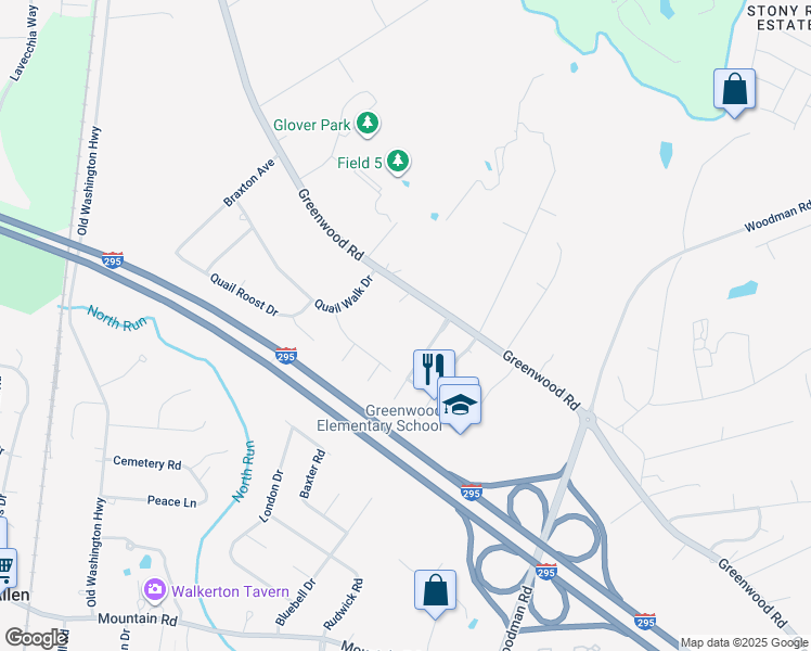 map of restaurants, bars, coffee shops, grocery stores, and more near 11066 Greenwood Road in Glen Allen